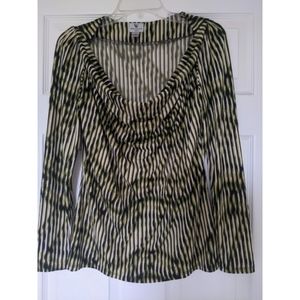 Worthington stretch cowlneck long sleeve blouse size S